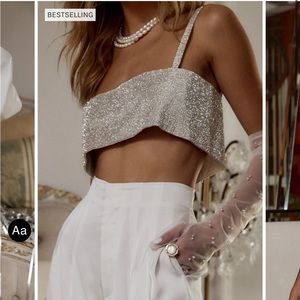 SHIRA SILVER RHINESTONE CROP TOP